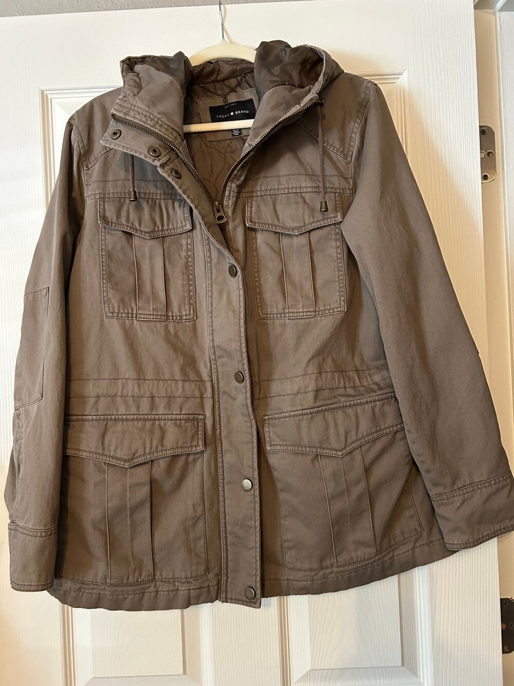 Lucky Brand XL Khaki Olive Hooded Utility Field Jacket